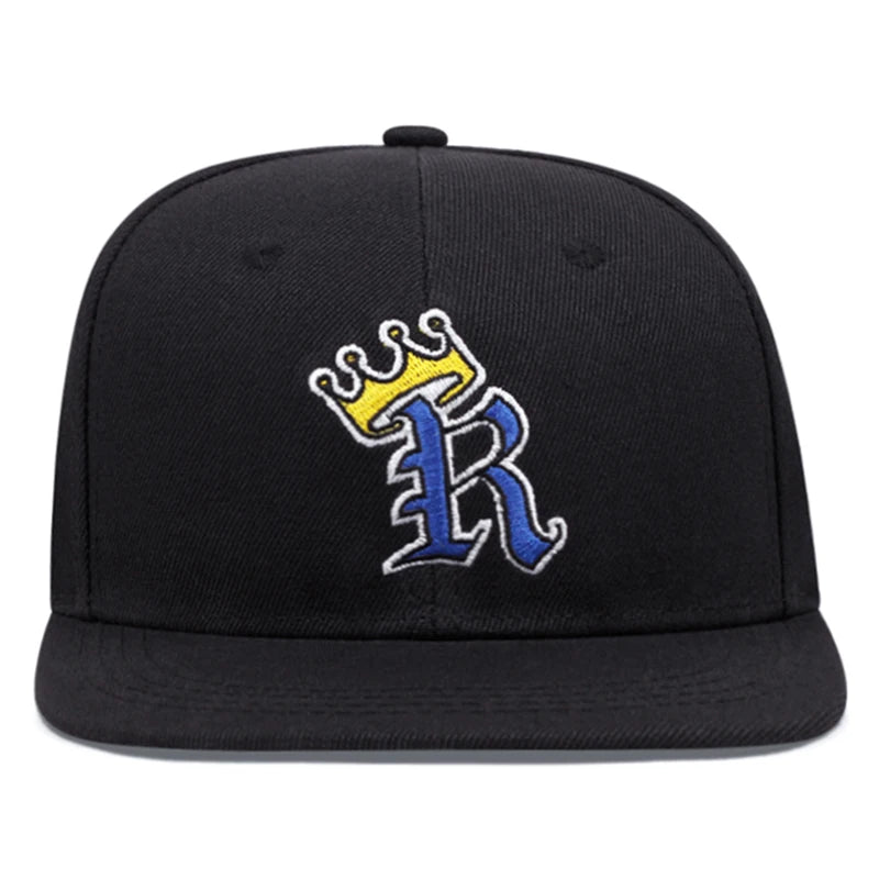 R Crown Embroidered Hip-Hop Skateboarding Snapback Cap