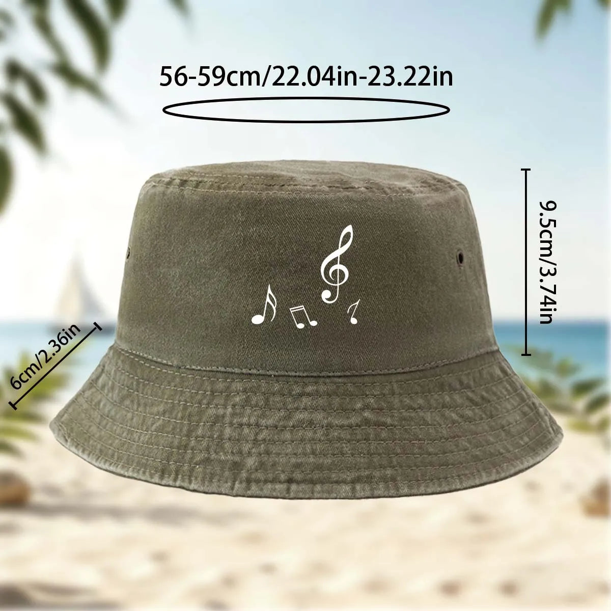 Musical Note Print Bucket Hat Classic Style