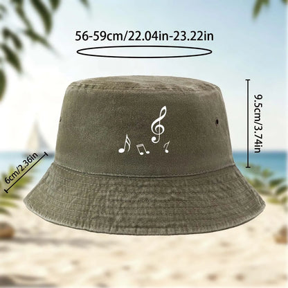 Musical Note Print Bucket Hat Classic Style