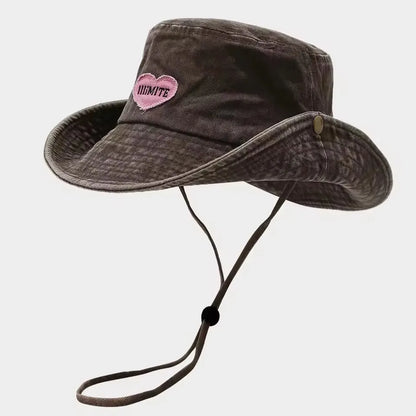 Japanese Retro Washed Cowboy Hats For Women Spring