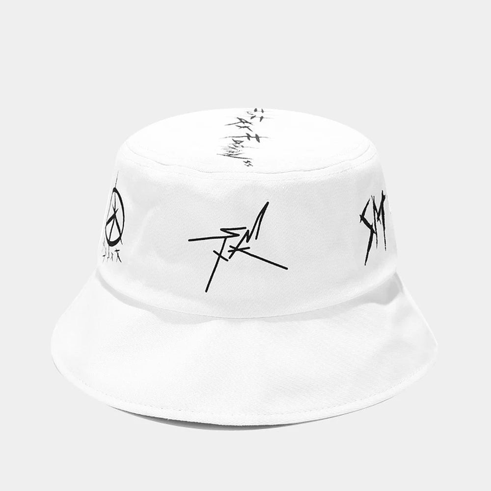 Cotton Bucket Hat Patchwork Graffiti Unisex