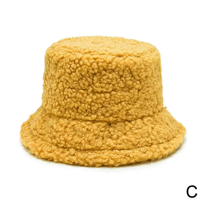 Winter Women Faux Fur Bucket Hat Outdoor Warm