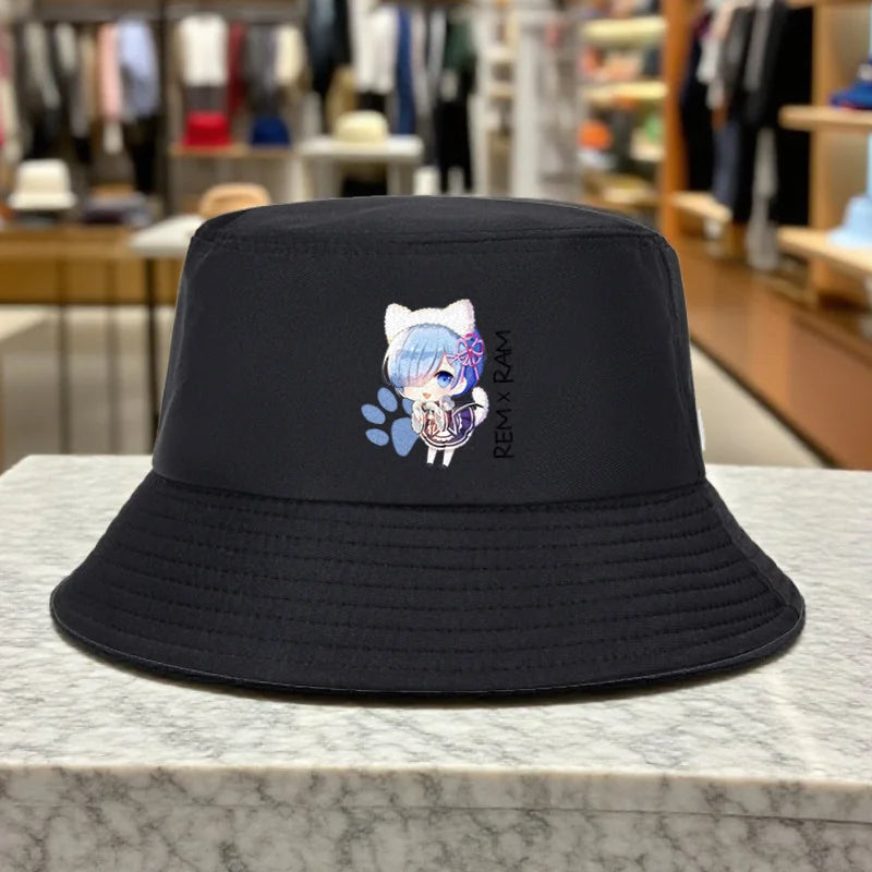 Blue Haired Cat Ear Bucket Hat