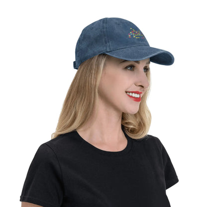 Space Invaders Pixelated Distressed Washed Denim Baseball Cap