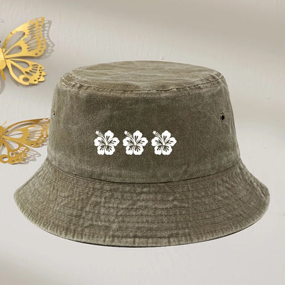 Three Flower Retro Washed Bucket Hat