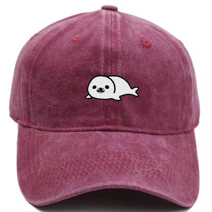 Vintage Seal Embroidered Adjustable Baseball Cap