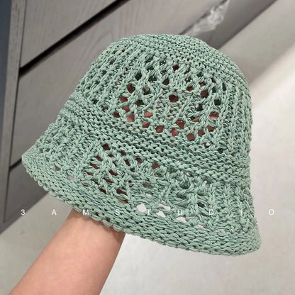 Korean Solid Color Knitted Bucket Hat