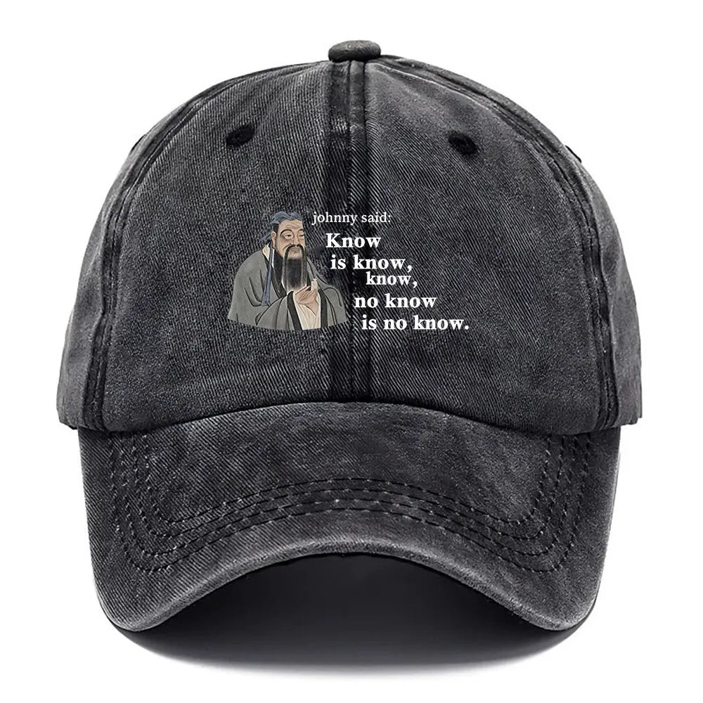 Confucius Print Washed Baseball Cap