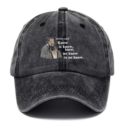 Confucius Print Washed Baseball Cap