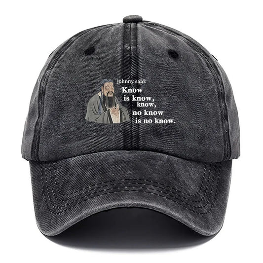 Confucius Print Washed Baseball Cap
