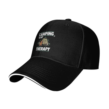 Camping Is My Therapy Funny Baseball Cap