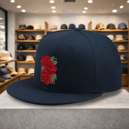 Red Rose Floral Square Snapback Cap