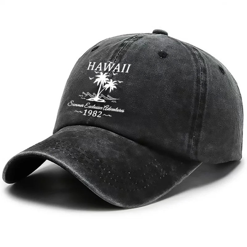 Hawaii Palm Tree Washed Baseball Cap