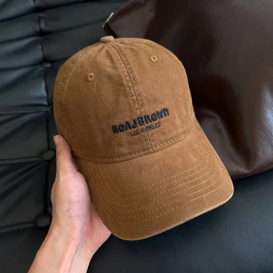 Korean Style Washed Baseball Cap With Letters