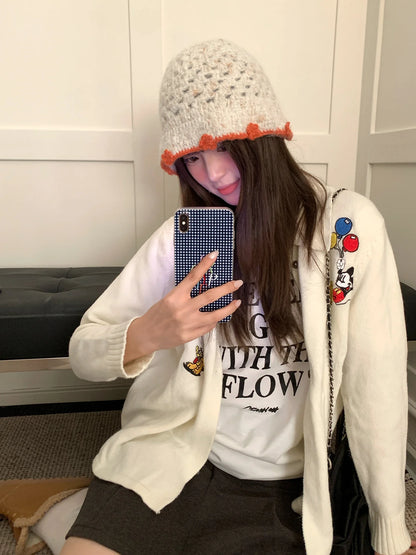 Women Wool Openwork Knitted Fisherman Bucket Hat