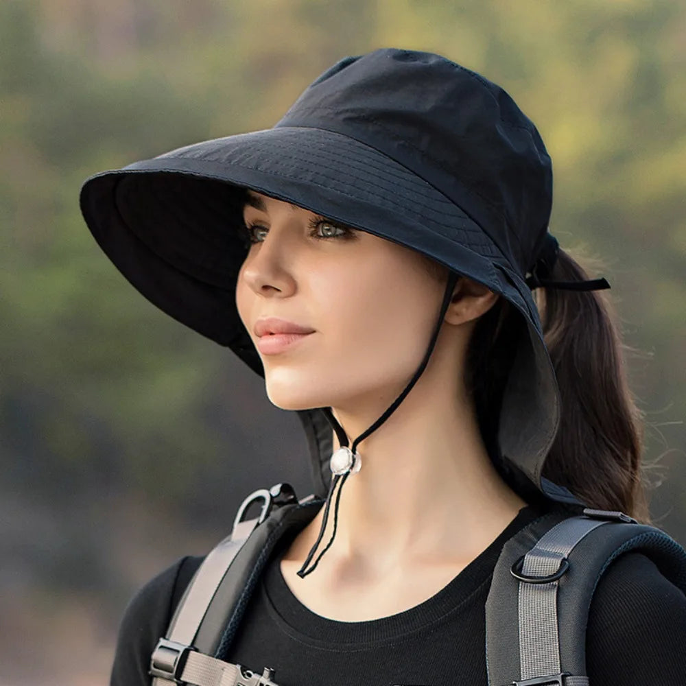 Wide Brim UV Protection Bonnet Bucket Hat