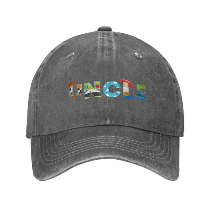 Uncle Family Birthday Distressed Denim Baseball Cap