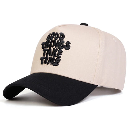 Unisex GOOD THINGS TAKE TIME Embroidery Baseball Caps Spring Autumn Outdoor Adjustable Casual Hats Sunscreen Hat Sports Cap