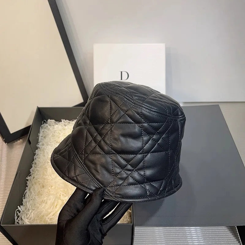 Unisex New York Leather High Quality Bucket Women Hat Size 54-58cm