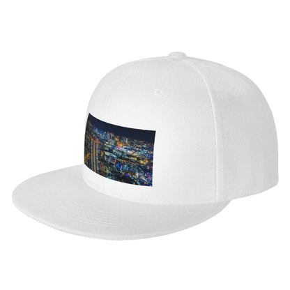 Vibrant Neon Cityscape Illuminated Skyscrapers Night Snapback Cap