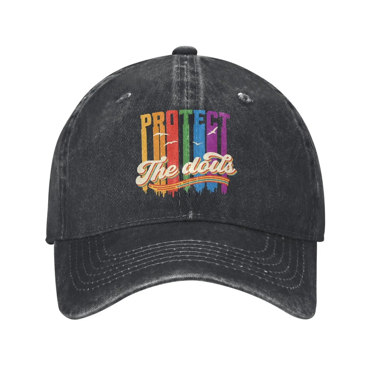 Protect The Dolls Distressed Denim Baseball Cap