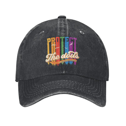 Protect The Dolls Distressed Denim Baseball Cap