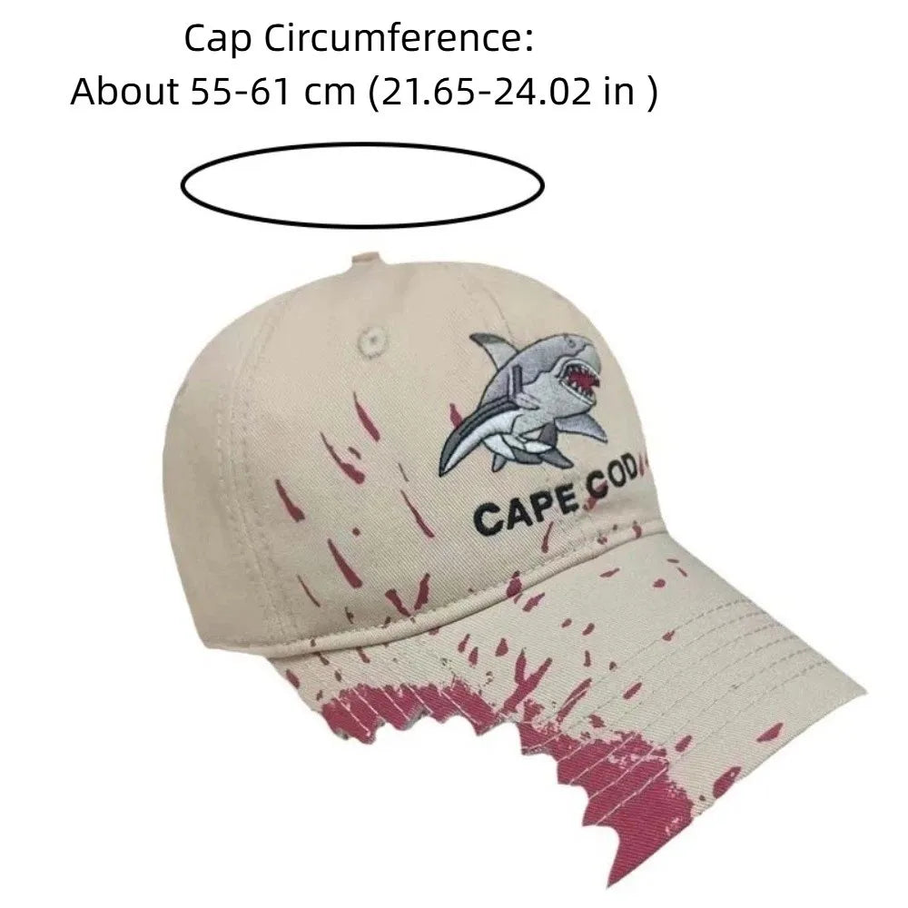 Shark Bite Chomped Brim Embroidered Baseball Cap