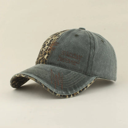 Leopard Patchwork Letter Snapback Baseball Cap