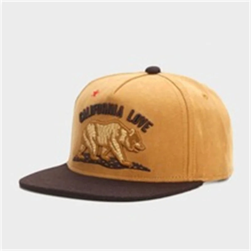 Unisex Embroidered Cotton Flat Brim Hip-Hop Snapback Cap
