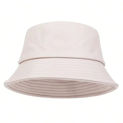 Unisex Solid Color Personality Pu Leather Bucket Hats