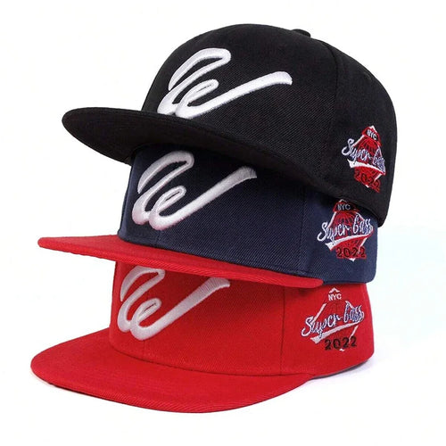 Unisex W Letter Embroidered Snapback Cap