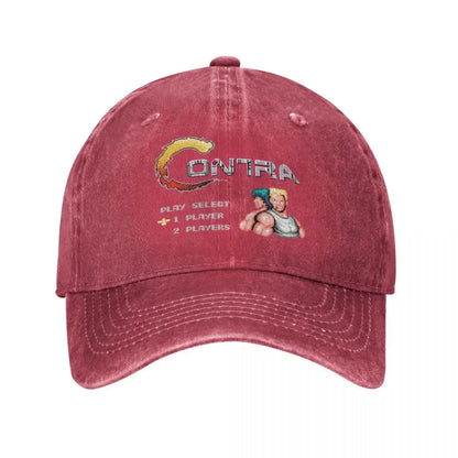 Contra Gaming Video Game Distressed Washed Baseball Cap Hat