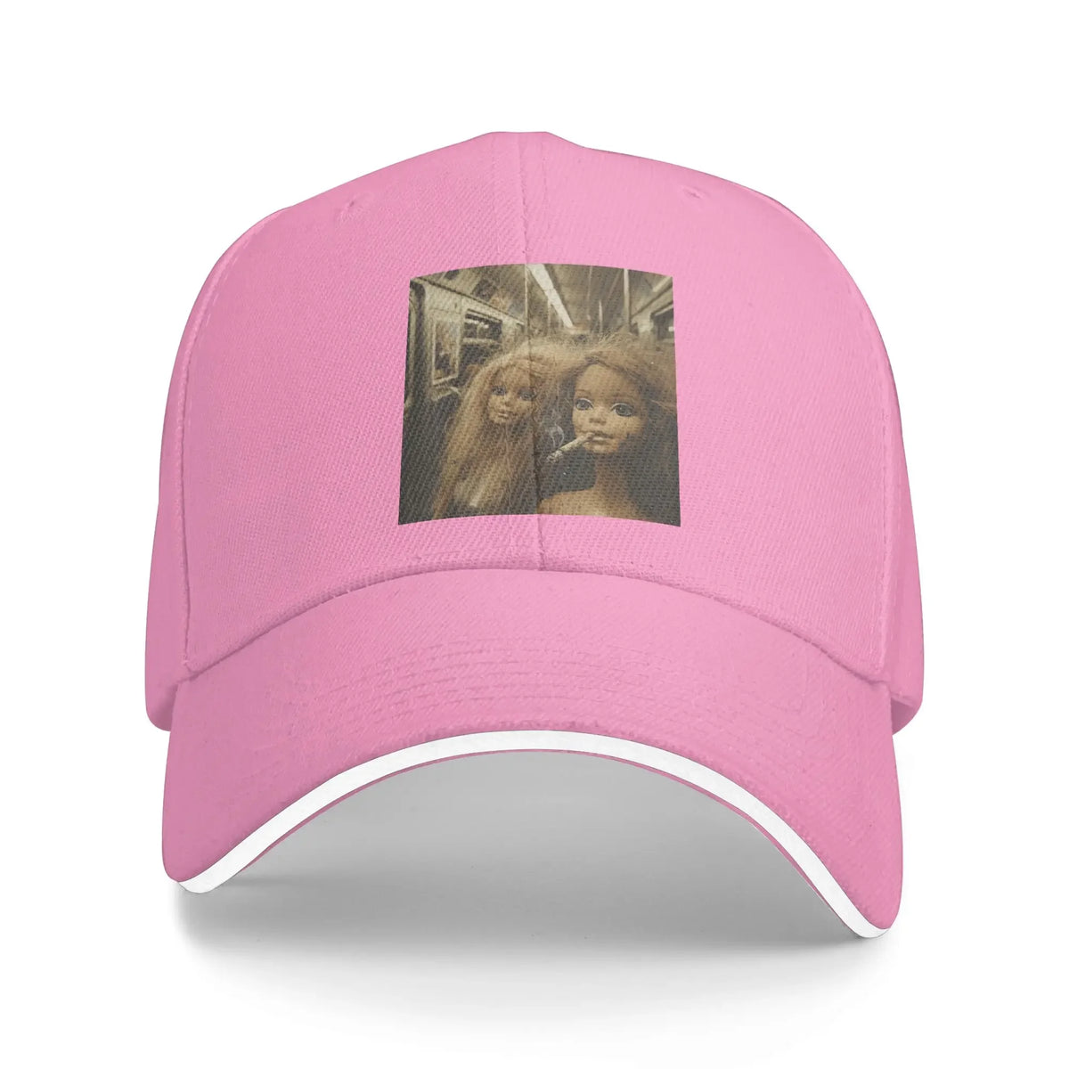Distressed Smoking Doll Meme Print Baseball Cap