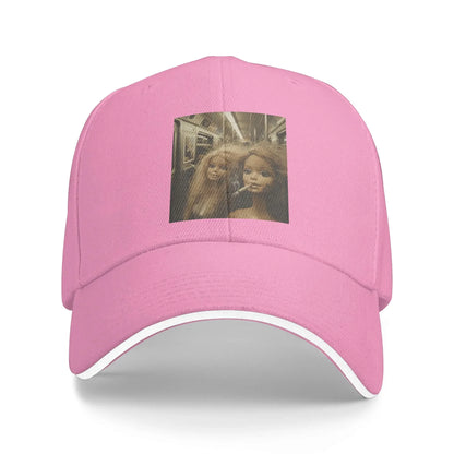 Distressed Smoking Doll Meme Print Baseball Cap