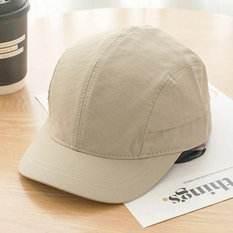 Short Brimmed Solid Color Baseball Cap Lightweight Quick Dry Polyester Adjustable Buckle Closure Sun Protection Breathable Brim