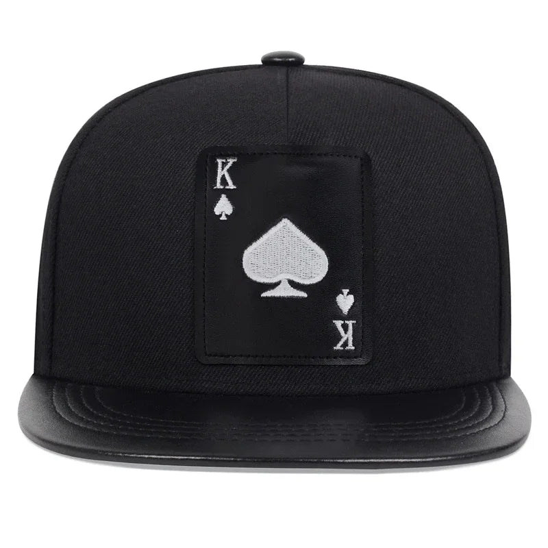 Poker Spades K Embroidered Unisex Hip-Hop Snapback Cap