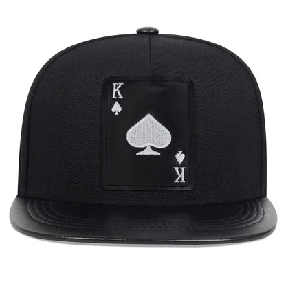 Poker Spades K Embroidered Unisex Hip-Hop Snapback Cap