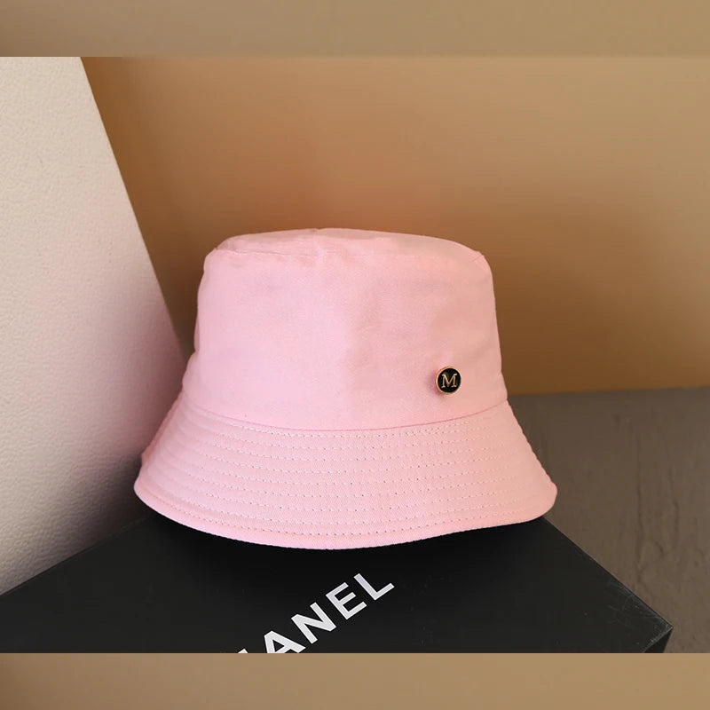 Solid Color Letter Sunshade Bucket Hat