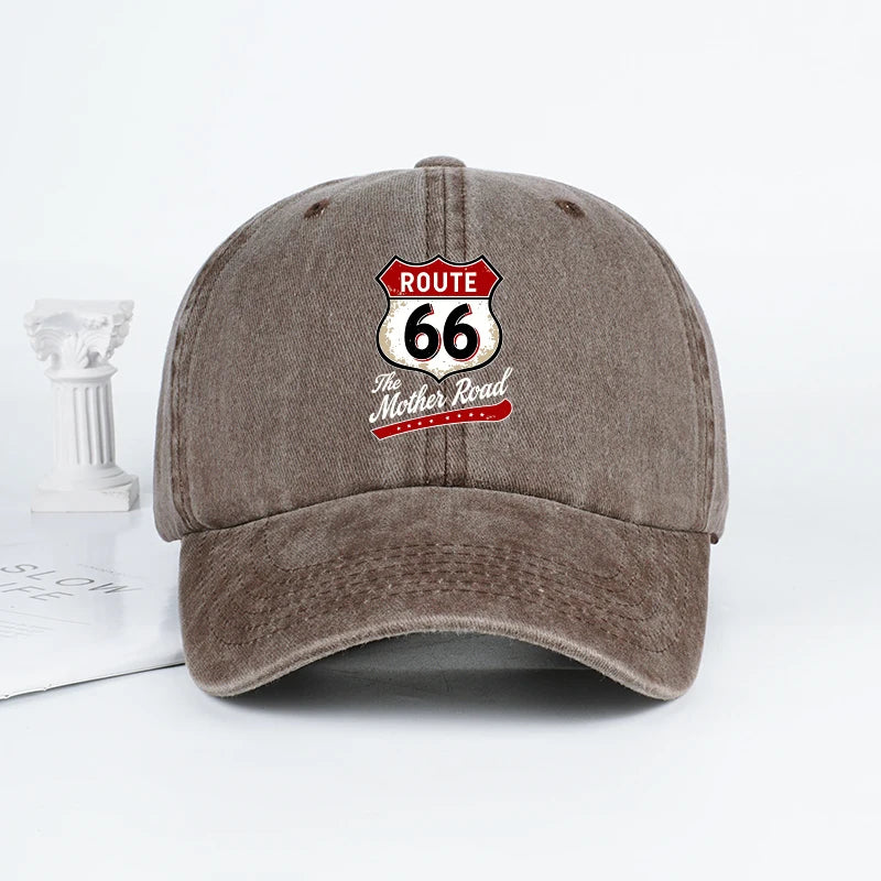 Vintage Route 66 Washed Baseball Cap