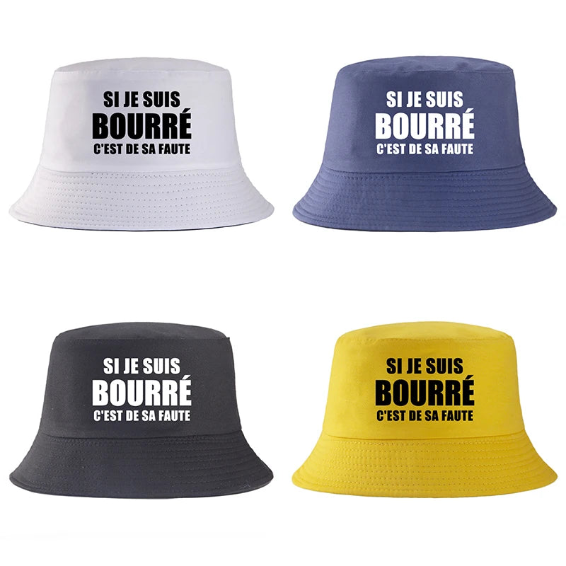 French Print Reversible Cotton Bucket Hat Unisex
