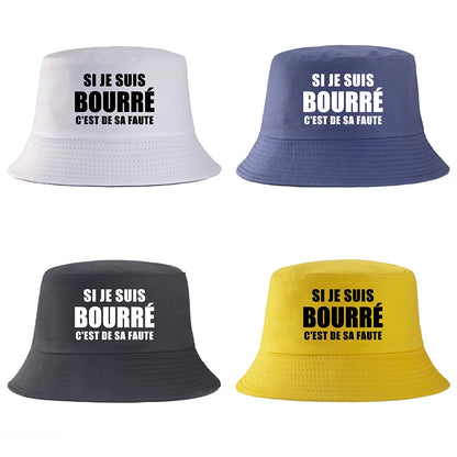 French Print Reversible Cotton Bucket Hat Unisex