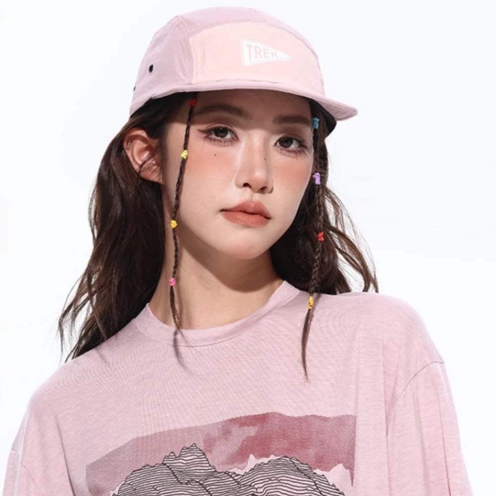 5 Panel Short Brim Embroidered Baseball Cap Ladies' Sun Hat, Quick Dry Breathable Mesh, Lightweight, Stylish Versatile Cap