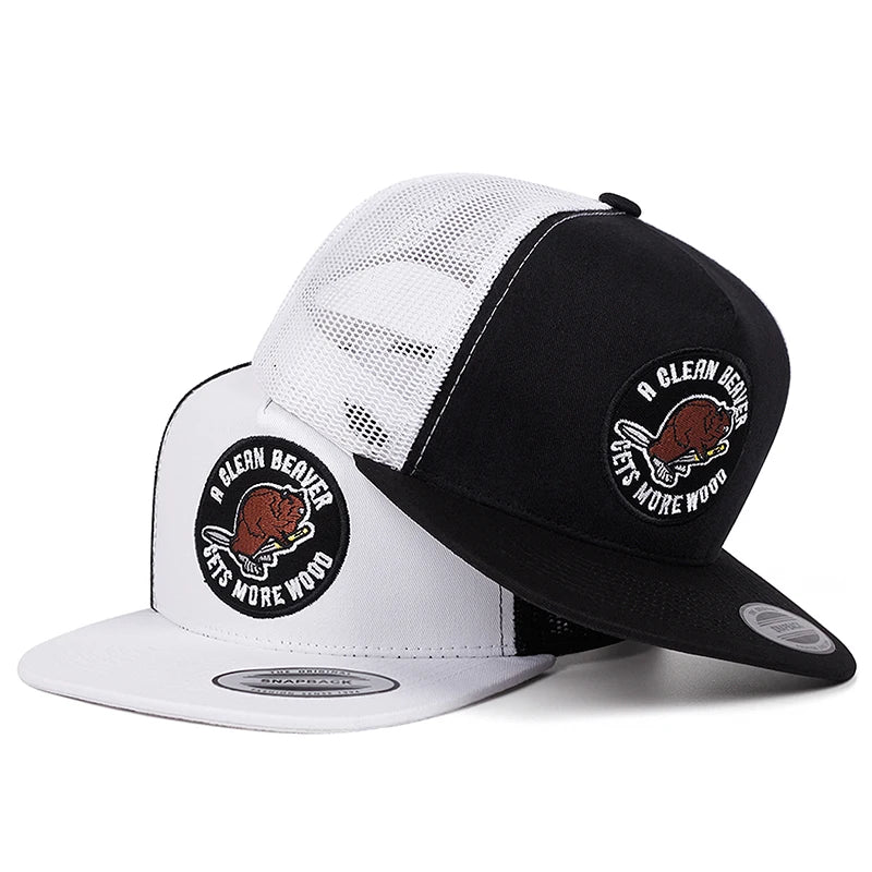 Mole Glern Embroidered Mesh Flat Brim Snapback Cap