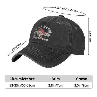 Retro Mario Bros Distressed Baseball Cap
