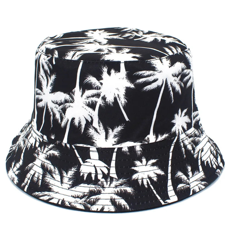 1pc Retro Style Fashionable Printed Maple Leaf Fisherman Hat