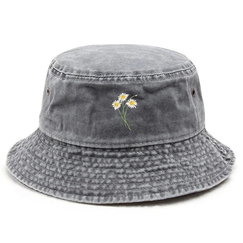 Custom Flower Washed Bohemian Bucket Hat