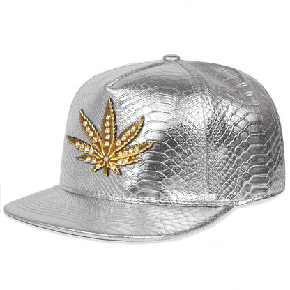 Maple Leaf Leather Patch Adjustable Hip-Hop  Snapback Cap