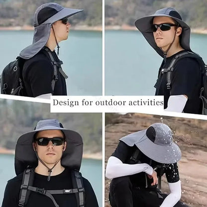 Wide Brim UV Protection Bucket Hat With Neck Flap