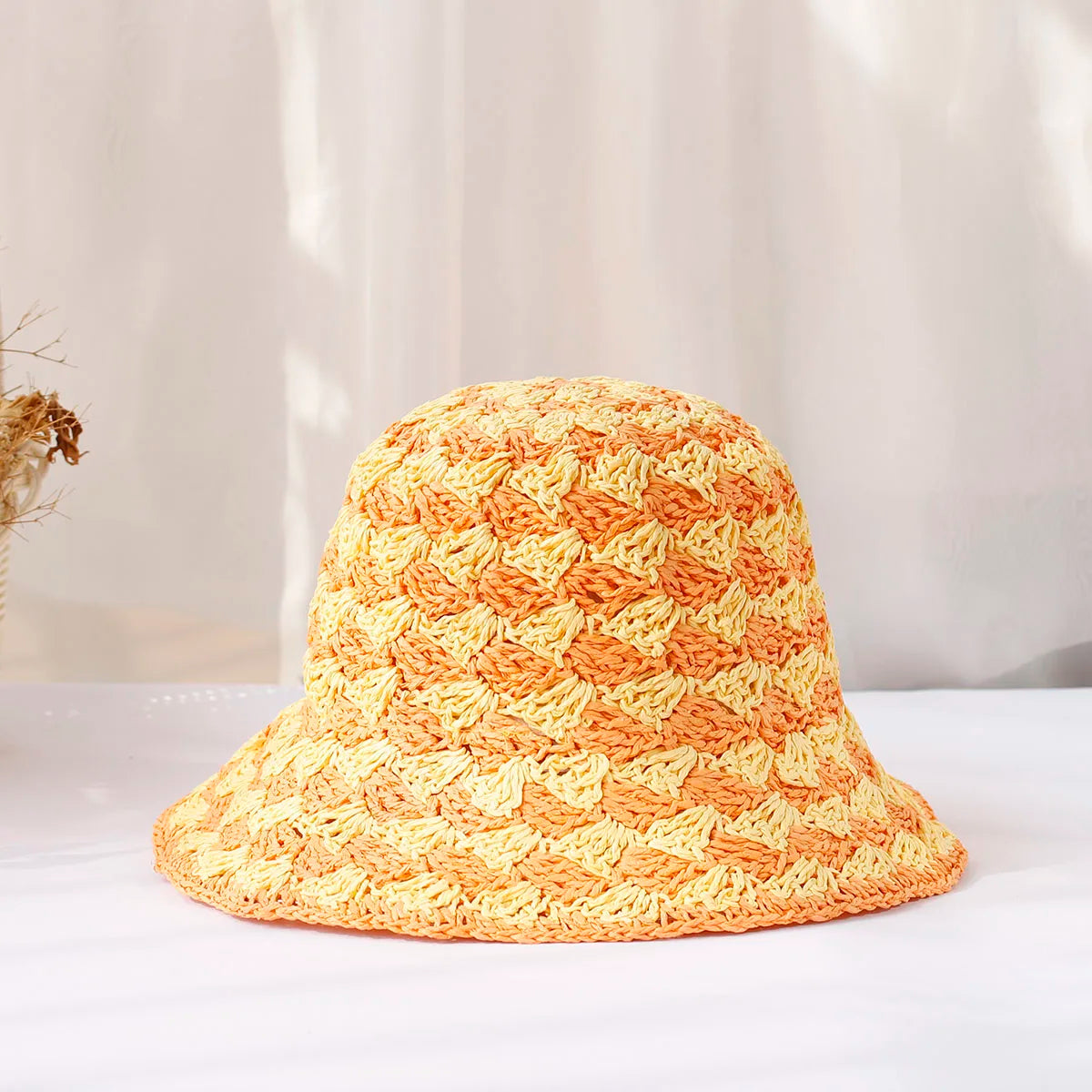 Women's Straw Crochet Sun Bucket Hat