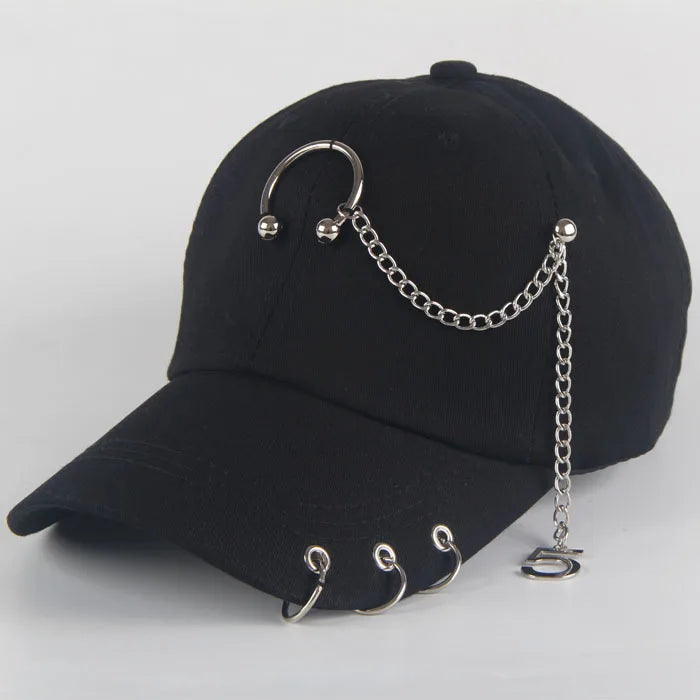 Fashion Cotton Baseball Cap Creative Piercing Ring Hip Hop Caps
